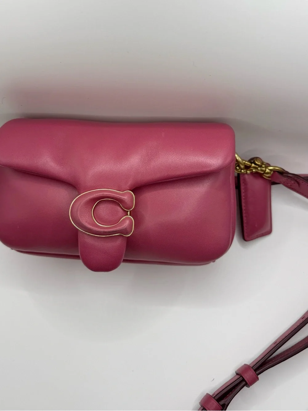 Coach Pink Leather Pillow Tabby 18 Crossbody Bag with Gold Hardware